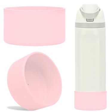 Imagem de TQONEP 2 peças de bota de silicone para garrafa de água Owala 680 g 947 ml, capa protetora antiderrapante para garrafa de água de aço inoxidável Flip/Twist/FreeSip (rosa, 680 g)