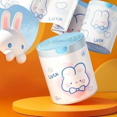 Imagem de 100 sacos de lixo com cordão, sacos de lixo engrossados com padrão de desenho animado, 50 x 45 cm, adequados para cozinha, banheiro, forros de lixeira de escritório