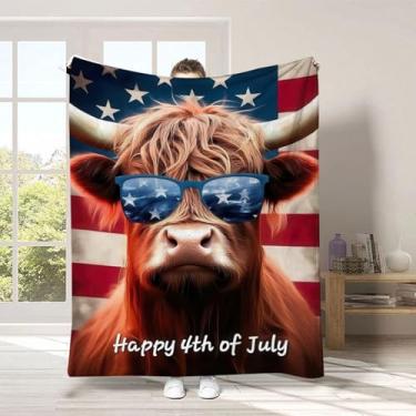 Imagem de Manta de vaca Highland de flanela quente, cobertor macio para sofá-cama, decoração de casa com estampa de animal fofo, lavável na máquina, B6.130 cm*150 cm, 127.0 cm*152.4 cm