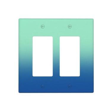 Imagem de WUYOCHA Capas de tomada decorativas, azul, verde, gradiente, 2 gangs, interruptor de luz, placas de parede com balancim duplo para tomadas elétricas, capas de placa de interruptor para quarto, cozinha