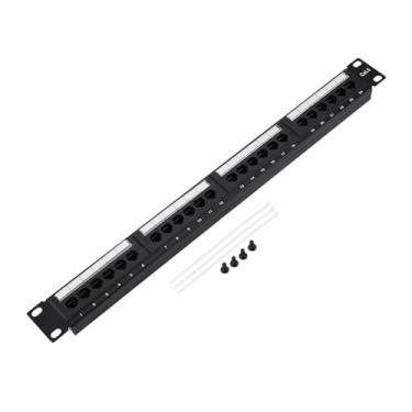 Imagem de LiebeWH Painel de Patch CAT6 de 24 Portas, Painel Ethernet de Metal para Gerenciamento de Cabos de Rede, Design Com Uso Eficiente de Espaço, Ideal para Racks de Servidores e Escritórios Domésticos