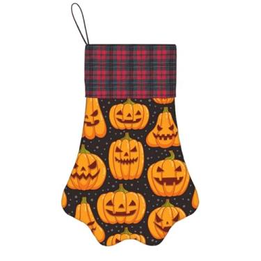 Imagem de SKKNT Estampas de abóbora de Halloween, meias de Natal, animais de estimação, decoração de Natal, cães, gatos, árvore, presente conveniente