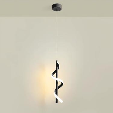 Imagem de Luminária de parede LED para interiores, 40 cm, 12 W, preta, moderna e elegante, luz quente 3000 K, design criativo com linhas em espiral, ideal para quarto, sala de estar, corredor e hall d