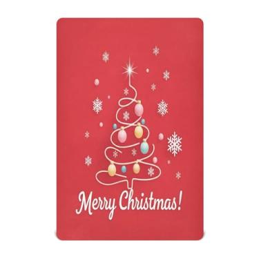 Imagem de Qilmy Lençóis de berço com tema de flocos de neve de Natal, de microfibra macia, respirável, elástico, lençol com elástico para meninos e meninas, miniberço, 132 x 71 cm, capa de colchão infantil