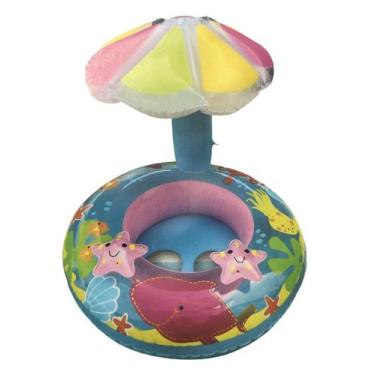 Imagem de Boia Fralda Inflável Infantil com guarda sol Bebê Criança Brinquedo Pi