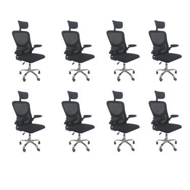Imagem de Kit 8 Cadeiras de Escritório Oficial Vegas Apoio Preto