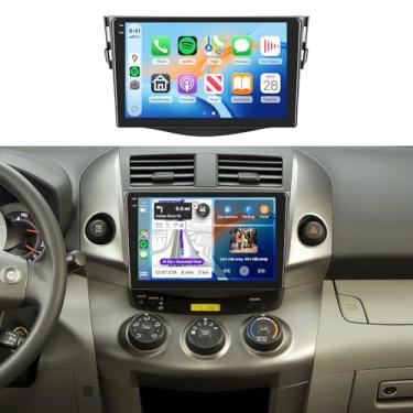 Imagem de Rádio estéreo de carro 4G + 128G para Toyota RAV4 2007-2011, tela sensível ao toque HD de 9 polegadas na célula/Android 15/Wireless CarPlay/Android Auto/GPS/WiFi/5.0Bluetooth/FM/RDS/SWC/AHD