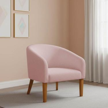 Imagem de Poltrona Sala Decorativa Stella Pé Madeira Trapézio Castanho Bouclê D03 - D'rossi Rose