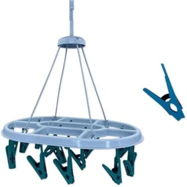 Imagem de Varal giratorio portatil para secar roupas, prendedores, pequeno, eficaz, 16 lugares, funcional.