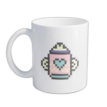 Imagem de Caneca Xícara de Café Porcelana 300ml Com Desenho Garrafinha Pixel