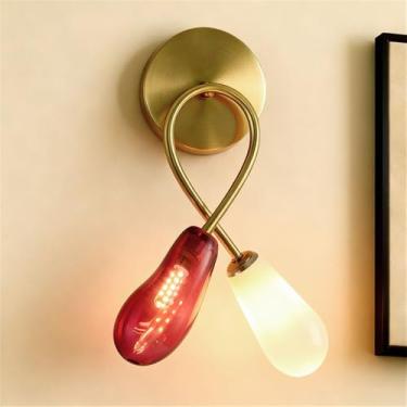 Imagem de OUFULA Berinjela Moderna Lâmpada De Parede LED Personalidade Criatividade Sala Quarto Restaurante Villa Decoração De Casa Corredor Parede Scon (Roxas B 2 Luzes)