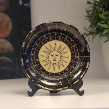 Imagem de Prato de Porcelana Zodíaco 11cm – Porta-Joias Decorativo de Luxo com Detalhes em Ouro e Signos Astrológicos – Mini Tray Premium