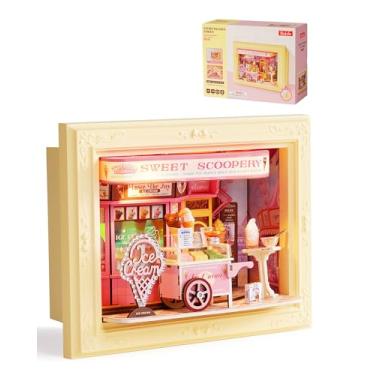 Imagem de Rolife Moldura de diorama 3D, caixa de sombra montada na parede e estojo de exibição de casa de bonecas para decoração de Natal, kit inacabado de construção rápida, presente memorial de Natal para
