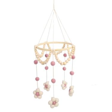 Imagem de aqxreight Pendurado Móvel Promove Sono Seguro Decoração de Berçário Pingente de Sino de Cama para Bebês Recém-nascidos Com Sua Adição Ao Celular Pendurado Móvel para BebêBed Bell PendantNursery MobileTeto (Rosa)