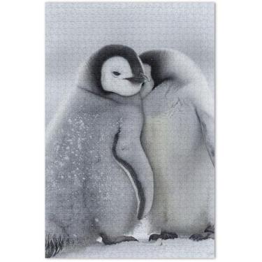 Imagem de Quebra-cabeça adulto abraçando pinguim fofo, 1000 peças, presentes de jogo de quebra-cabeça engraçados, presentes exclusivos de animais, arte colorida de animais, 75 x 40 cm