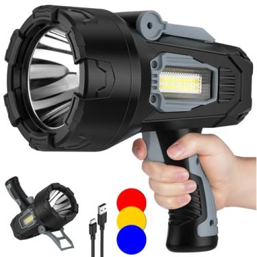 Imagem de BEFAMALI Holofote recarregável, lanterna LED super brilhante com luz espiga (cinza)