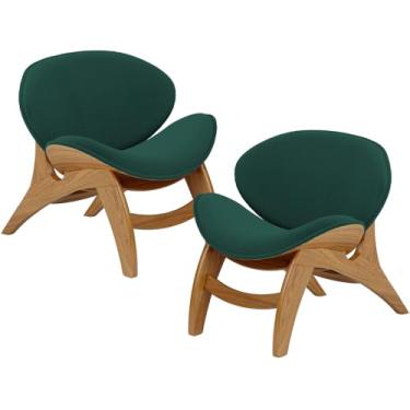 Imagem de Kit 2 Poltronas Decorativa Orgânica Sala Living Kadosh L02 Bouclê Verde - Lyam Decor