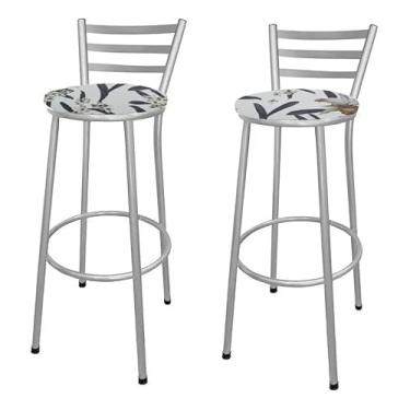 Imagem de Kit 2 Banco Banqueta Alta Prata C/Encosto Chapa(Orquídea Branca)