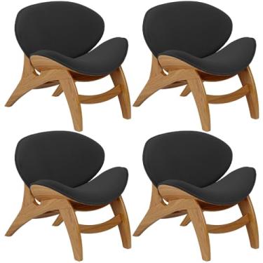 Imagem de Kit 4 Poltronas Decorativa Orgânica Sala Living Kadosh L02 Bouclê Preto - Lyam Decor