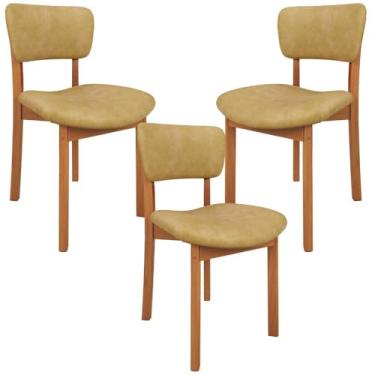 Imagem de Kit 03 Cadeiras Para Sala de Jantar Cozinha Living Estofada Dara L02 Couríssimo Fendi - Lyam Decor