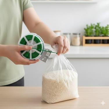 Imagem de Arame Fio Aramado Orquídea Fechar Sacos Amarrar 30m Cada Cor Verde (Multiuso)