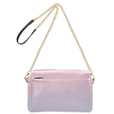 Imagem de Joitme Bolsa tiracolo feminina rosa blush azul claro gradiente bolsa de couro PU bolsa de ombro com alça de corrente
