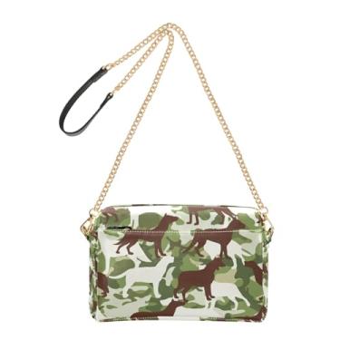 Imagem de Joitme Bolsa tiracolo feminina marrom camuflada de couro PU com alça de corrente para celular