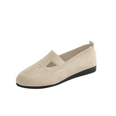 Imagem de Sandália feminina fashion casual estilo cor sólida temperamento bico fino verão camurça super macia sem pés cansados sapatos rasos, Bege, 38