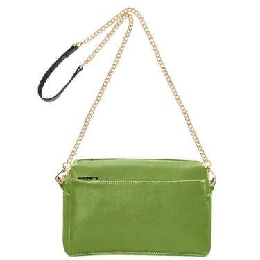 Imagem de Joitme Bolsa tiracolo feminina verde-oliva com alça de corrente de couro PU bolsa de ombro bolsa para celular