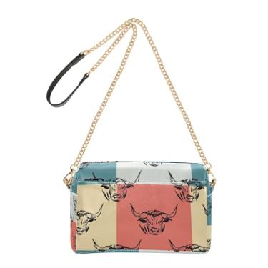 Imagem de Joitme Bolsas femininas transversais para celular bolsa de ombro com estampa colorida de corrente animal alça de couro PU