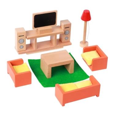 Imagem de Esquirla Conjunto de Móveis de Madeira para Casa de Bonecas - Brinquedo de Faz-Tudo - Móveis em Miniatura para Bonecas - Presente de Aniversário para Meninos e, Sala de Estar