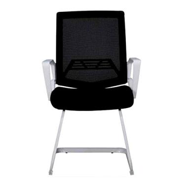 Imagem de Cadeira de escritório ergonômica cadeira de reunião em forma de arco cadeira de malha respirável base de aço encosto cadeira de mesa carga 150 kg (cor: branco)