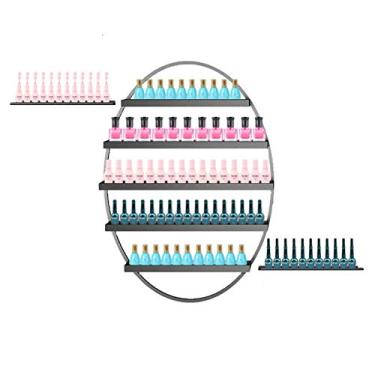 Imagem de Prateleiras de metal para guardar esmaltes de parede, prateleira organizadora de óleos essenciais de 5 camadas, prateleira organizadora de óleos essenciais para salão de unhas, para armazenamento de