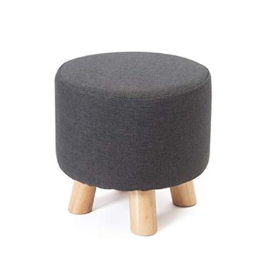 Imagem de Banqueta de apoio para os pés/descanso para os pés, banquinho redondo simples e elegante, banco pequeno no quarto, banco de sofá de tecido, tecido de linho fácil de limpar banquinho para pés (cor