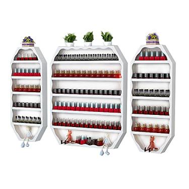 Imagem de Prateleiras de metal para armazenamento de esmaltes de parede, suporte de parede de ferro de 6 camadas, conjunto de prateleiras de esmalte para salão de unhas, prateleira de perfume, organizador de