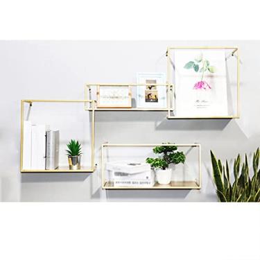 Imagem de Prateleiras de metal montadas na parede, prateleira de esmalte de ferro montada na parede, sala de estar, sala de jantar, arte de unhas, parede, TV, parede, conjunto de combinação criativa para salão