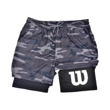 Imagem de Shorts Esportivos Masculinos Dois Em Um Para Academia, Treino, Corrida