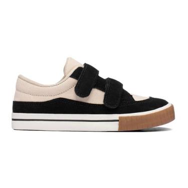 Imagem de Tênis Infantil Casual Calce Fácil Escolar Tiras Preto Lona Algodão Beg