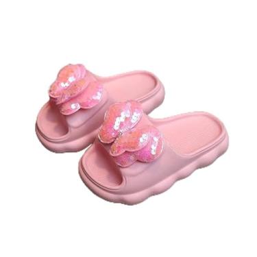 Imagem de Chinelos infantis com laço – sapatos fofos com sola antiderrapante para meninas, chinelos de uso interno, rosa, 10-10.5 Little Kid