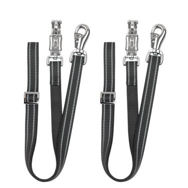 Imagem de HackFond Abraçadeiras cruzadas para cavalo, laço de reboque de nylon com encaixe de pânico de liberação rápida e acessórios de reboque de cavalo com encaixe de touro, comprimento ajustável de 108 a