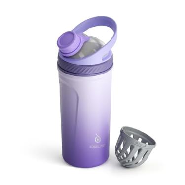 Imagem de Ideus Coqueteleira de proteína de 710 ml com isolamento térmico de aço inoxidável com bola Tritan silenciosa, coqueteleira, portátil, pré-treino, para shakes de proteína, smoothies, coquetéis