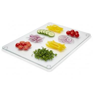 Imagem de Tábua de corte de acrílico Thirteen Chefs, 30,5 x 20,3 cm, com pés de borracha, transparente – pode ser lavada na lava-louças e livre de BPA