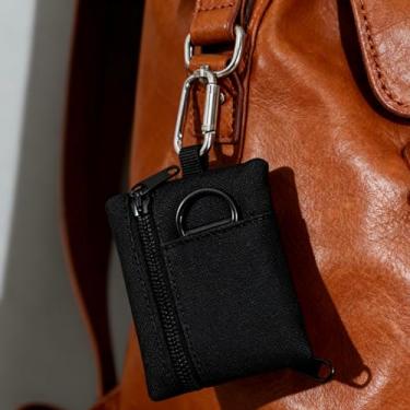 Imagem de Carteira minimalista fina, porta-cartões leve com zíper com janela transparente para identidade, nylon resistente à água para transporte diário, viagens e armazenamento de bolsas