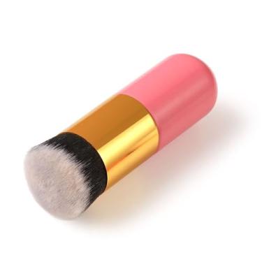 Imagem de Pincel de maquiagem profissional – Pincel de pó Kabuki macio grande para mistura de base e aplicação de blush (rosa e dourado)
