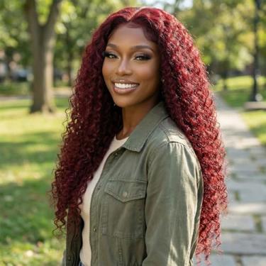 Imagem de Peruca de cabelo humano frontal ondulada profunda de 66 cm com densidade de 200% sem cola, pré-arrancada, natural, para mulheres negras, uso diário e festa