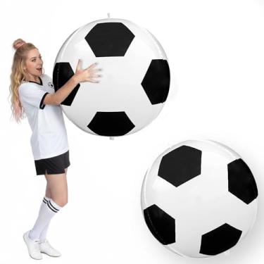 Imagem de Eanjia 2 balões gigantes de bola de futebol 4D de 71 cm – Balões de futebol infláveis espessos, balões de futebol grandes para crianças, aniversário de futebol, festa da Copa do Mundo, tema esportivo