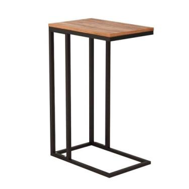 Imagem de Mesa de Canto Apoio Preta e Marrom Estilo Industrial - Ruffino Designe