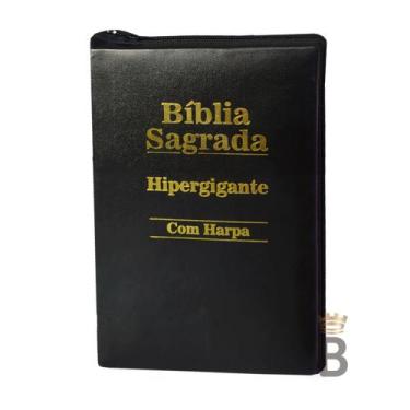 Imagem de Biblia Letra Hipergigante - Zíper  - Preta - C/ Harpa - REI DAS BIBLIA