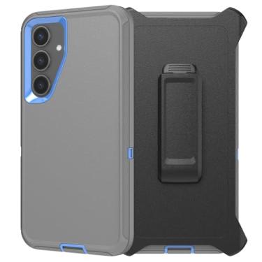 Imagem de Capa da série Defender para Samsung Galaxy S24/S25 Plus, robusta e durável, camada segura à prova de choque de grau militar, com proteção de porta, inclui clipe de suporte para capa de 17 cm - cinza