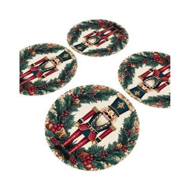 Imagem de Conjunto De 4, 6, 8 Ou 10 Sousplats Redondos Vintage De Quebra-Nozes D